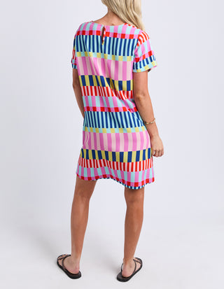 Elm Rio Rumba Dress Magenta Print, Back view | AAAG