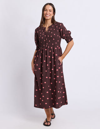 Elm Willa Spot Dress Chocolate, Front view | AAAG