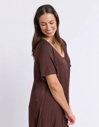 Elm Nora Dress Chocolate, Detail | AAAG