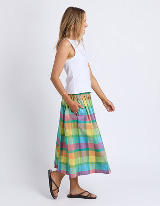 Elm Colour Rush Skirt Multi, Side profile walking view | AAAG