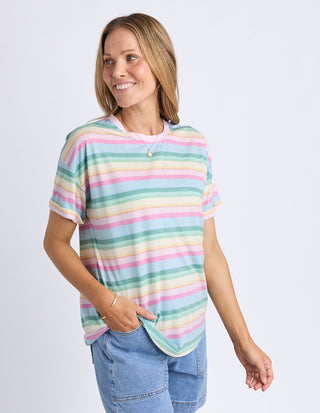 Elm Affogato Tee Multi Stripe, Front three-quarter angle view | AAAG