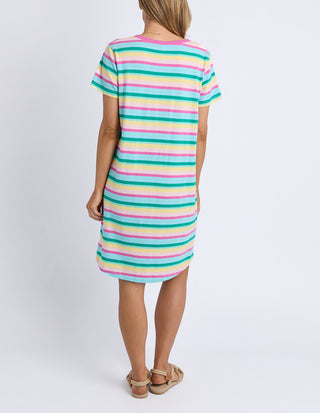 Elm Affogato Dress Multi Stripe Side profile | AAAG