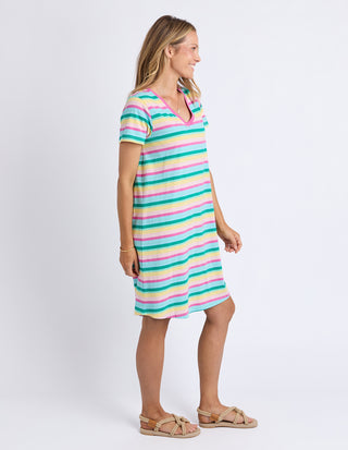 Elm Affogato Dress Multi Stripe Styled view | AAAG