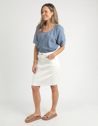 Belle Denim Skirt - Vintage White