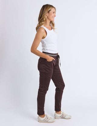 Elm Margo Joggers Coffee Bean, Side profile standing pose | AAAG