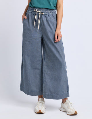 Julia Pinstripe Denim Pants - Blue/White Stripe