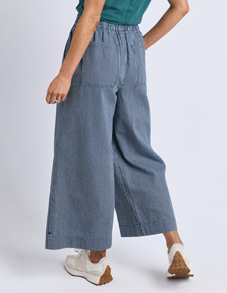 Julia Pinstripe Denim Pants - Blue/White Stripe