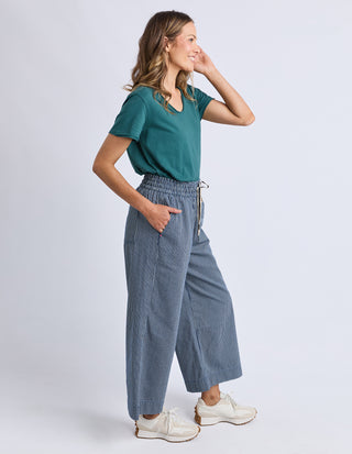 Julia Pinstripe Denim Pants - Blue/White Stripe