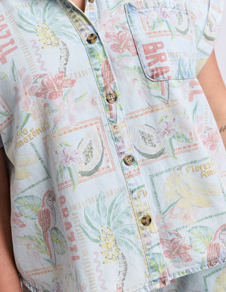 Elm Jade Printed Denim Shirt Print, Close-up | AAAG