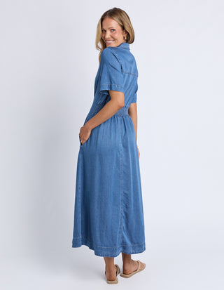 Elm Daria Denim Dress Blue, Back view | AAAG