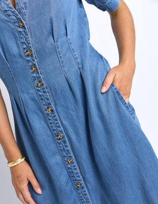 Elm Daria Denim Dress Blue, Side view | AAAG