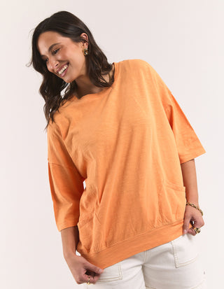 Elm Mazie Sweatshirt Mango Tango, Front three-quarter view | AAAG