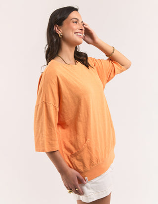 Elm Mazie Sweatshirt Mango Tango, Side profile view | AAAG