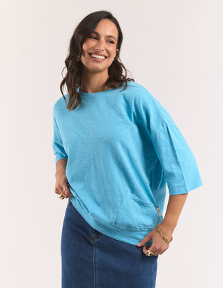 Elm Mazie Sweatshirt Mid Blue, Front three-quarter view | AAAG
