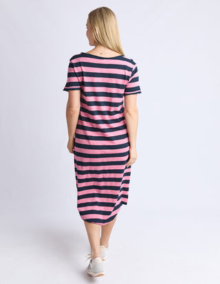 Meave Midi Dress - Chateau Rose/Navy Stripe