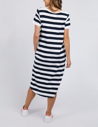 Elm Maeve Midi Stripe Dress Navy Stripe, Side view | AAAG