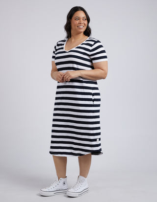 Meave Midi Dress - Navy/White Stripe