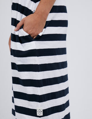 Meave Midi Dress - Navy/White Stripe