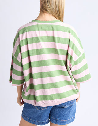 Mazie Colour Block Sweatshirt - Forest Green/Pink Lady Stripe