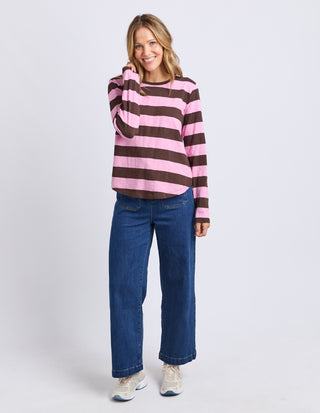Spritz Stripe Long Sleeve Tee - Coffee