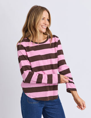 Spritz Stripe Long Sleeve Tee - Coffee