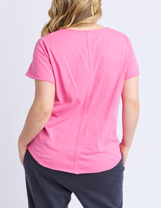 Pima Vee Tee Shirt - Aurora Pink