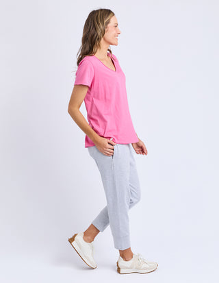 Pima Vee Tee Shirt - Aurora Pink