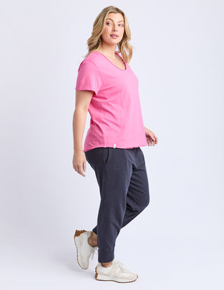 Pima Vee Tee Shirt - Aurora Pink