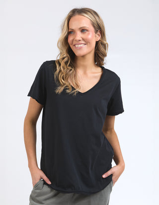 Pima Vee Tee Shirt - Black