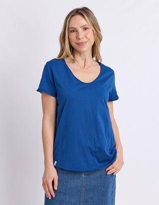 Pima Vee Tee Shirt - China Blue