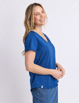 Pima Vee Tee Shirt - China Blue