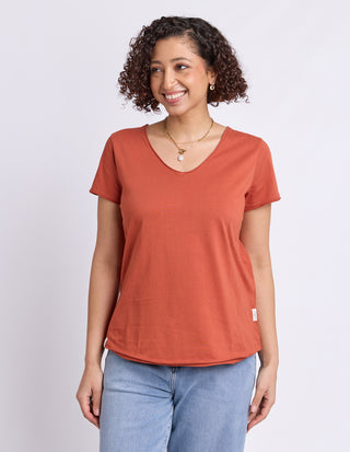 Pima Vee Tee Shirt - Earth Brown