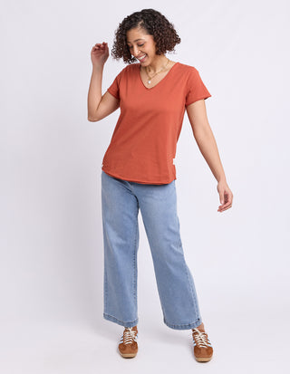 Pima Vee Tee Shirt - Earth Brown