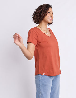 Pima Vee Tee Shirt - Earth Brown