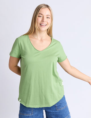 Pima Vee Tee Shirt - Forest Green