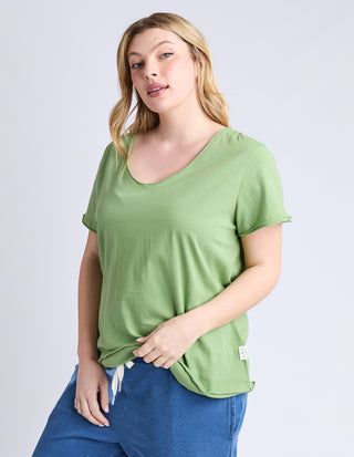 Pima Vee Tee Shirt - Forest Green