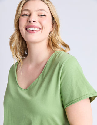 Pima Vee Tee Shirt - Forest Green