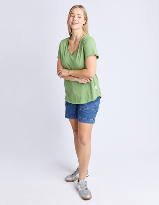 Pima Vee Tee Shirt - Forest Green