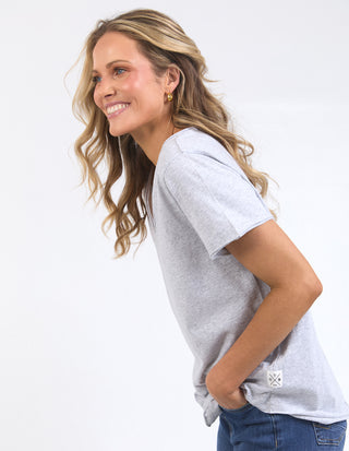 Pima Vee Tee Shirt - Grey Marle