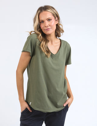 Pima Vee Tee Shirt - Khaki
