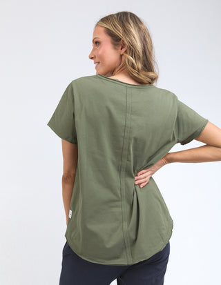 Pima Vee Tee Shirt - Khaki