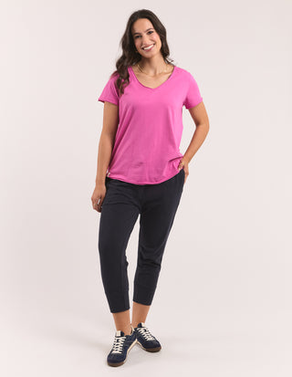 Pima Vee Tee Shirt - Magenta
