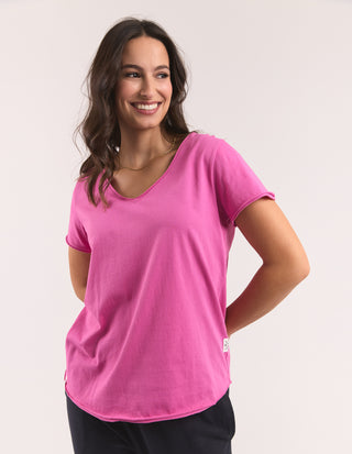 Pima Vee Tee Shirt - Magenta