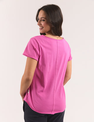 Pima Vee Tee Shirt - Magenta