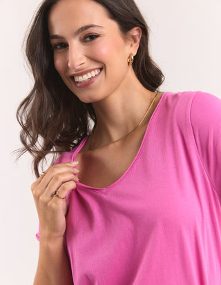 Pima Vee Tee Shirt - Magenta
