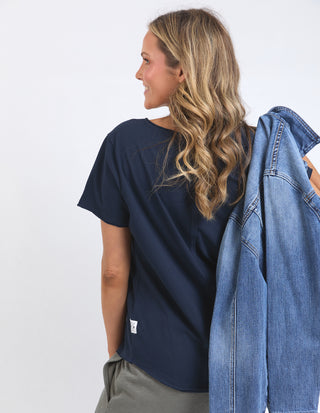 Pima Vee Tee Shirt - Navy