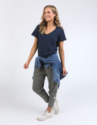 Pima Vee Tee Shirt - Navy
