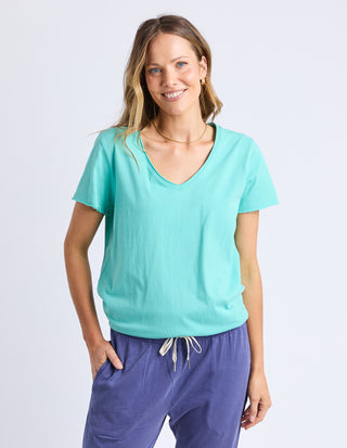 Pima Vee Tee Shirt - Pool Blue