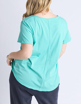 Pima Vee Tee Shirt - Pool Blue