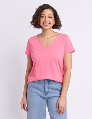 Pima Vee Tee Shirt - Lemonade Pink